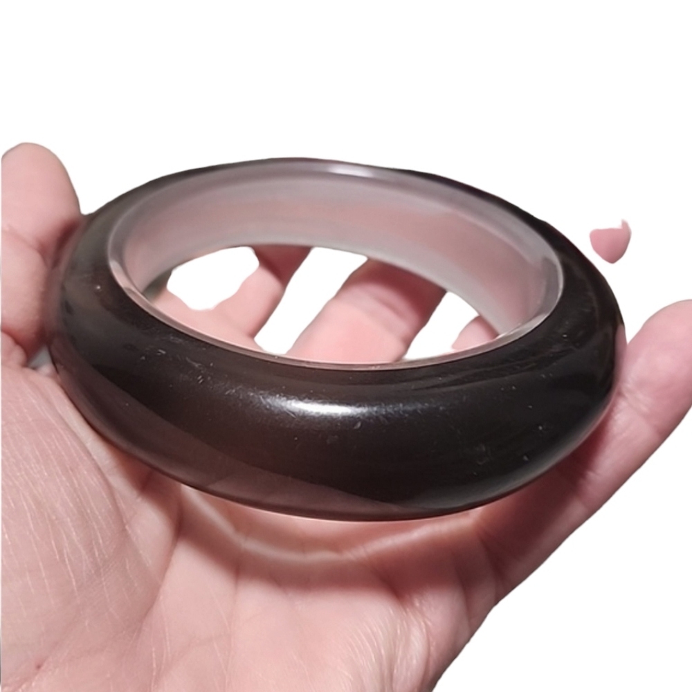 VINTAGE Smoky Lucite Bangle Bracelet Chunky Mod Retro 80s GoGo Translucent State - Picture 9 of 15